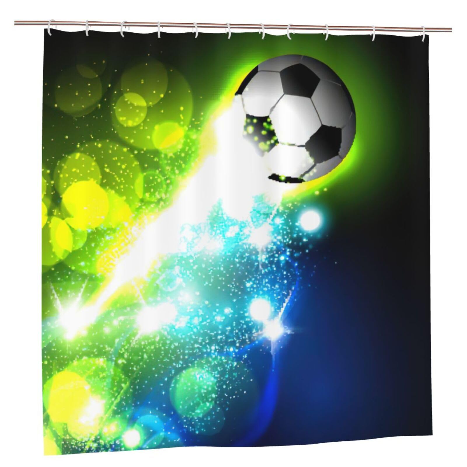 Rideau de douche football polyester étanche avec œillets antirouille durables