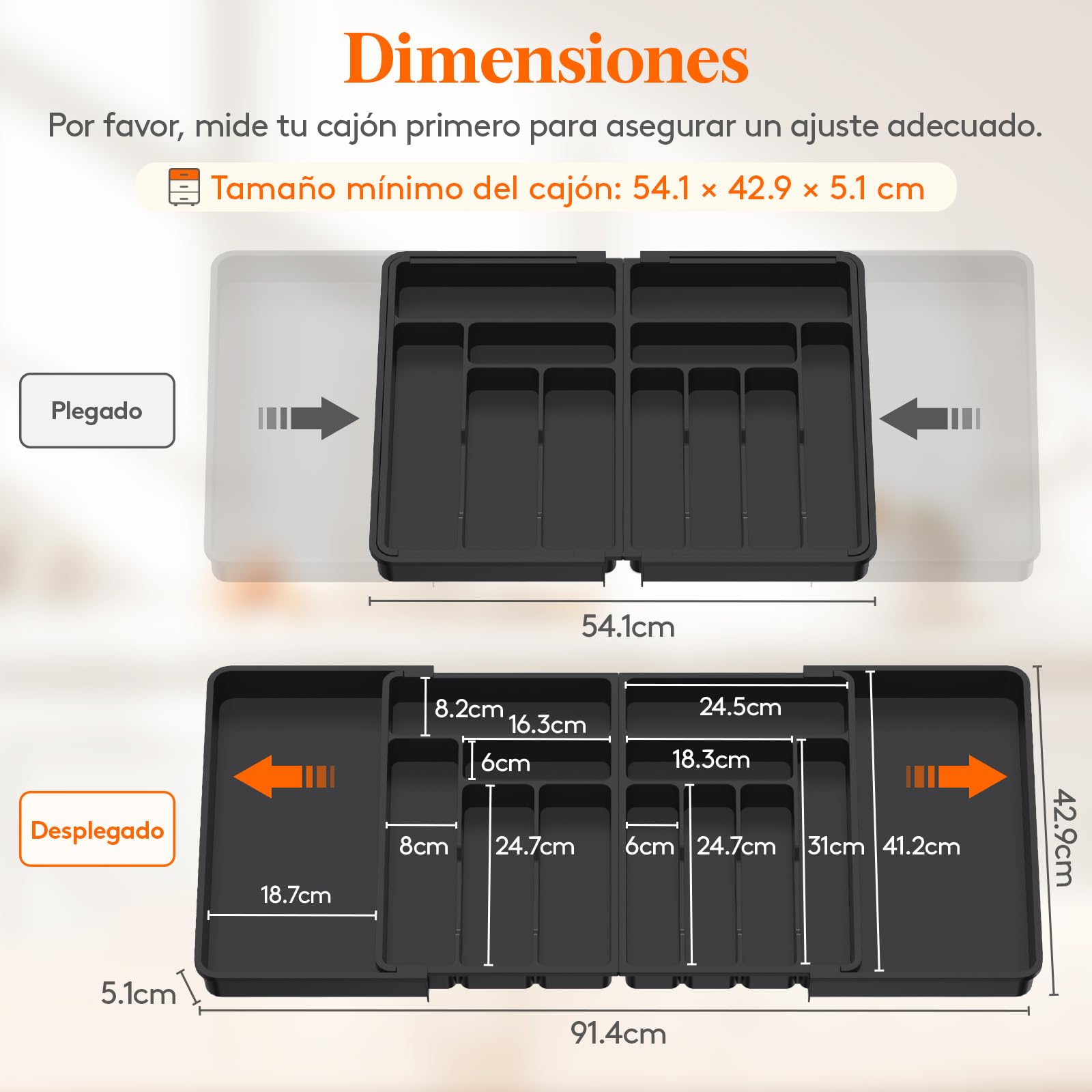 Lifewit Grandes Organizador Cuberteros para Cajon, Extensible al 36 Pulgadas de Ancho, BPA Free Bandeja Vajilla de Cocina, Tabletas Separador de Plástico para Cuchillo/Cuchara/Tenedor, Negro