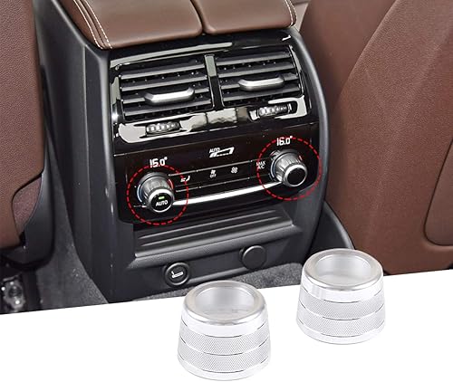 Miniatura 1 de YIWANG - 2 anillos de perilla de aire acondicionado para coche para BMW Serie 5 G30 G38, 6 Series GT, 7 Series G11 G12 2016-2020, Plateado
