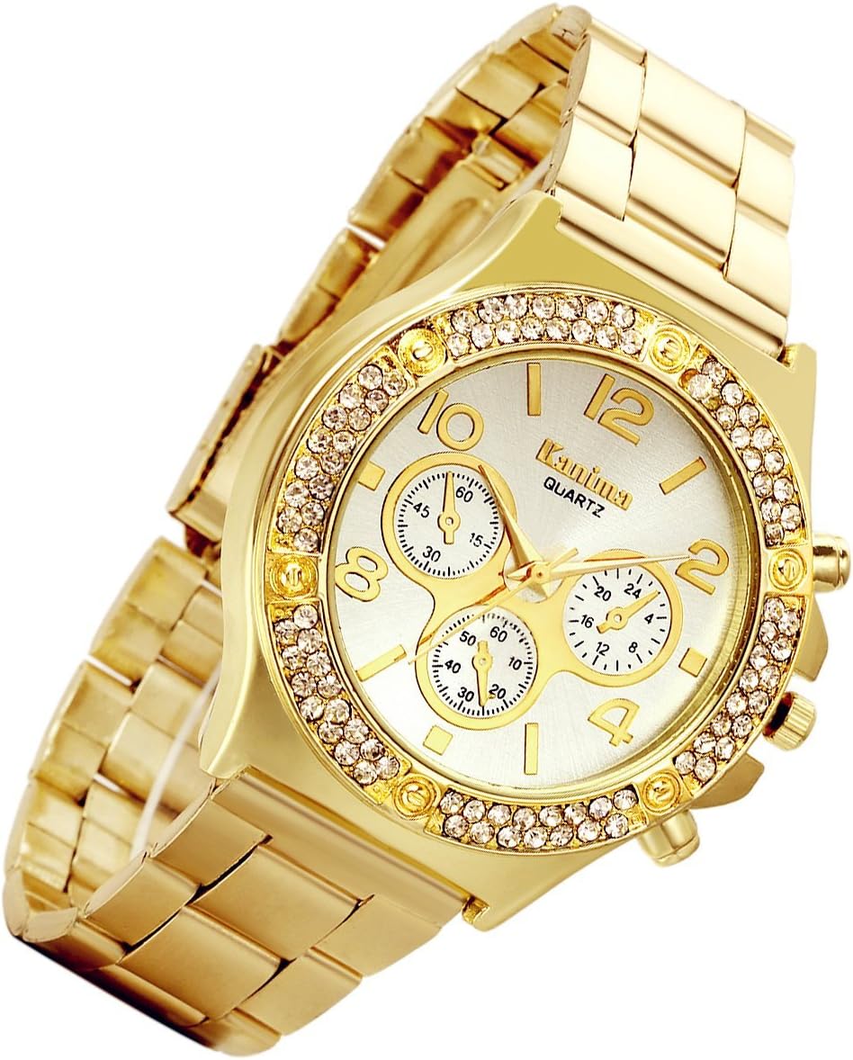 Gold Hip-Hop Watch for Men [Upgraded] Japan Quartz 3ATM Waterproof Dress Casual Watch