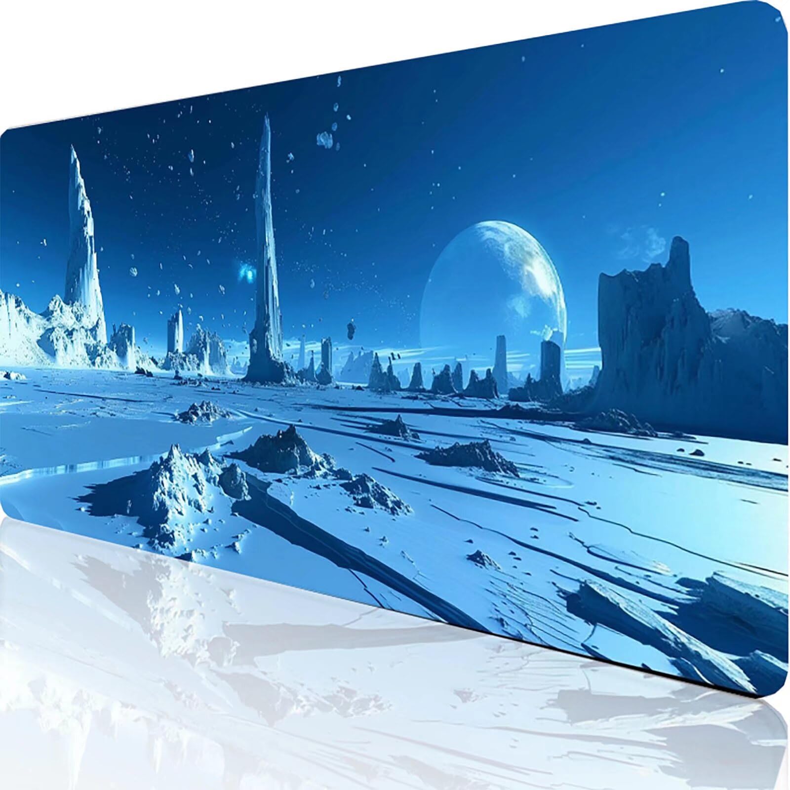 Gamingowa podkładka pod mysz, niebieska, XXL, 1400 x 600 x 3 mm, XXL, podkładka pod mysz, akcesoria gamingowe z antypoślizgową podkładką, wodoodporna i trwała, do dekorowania myszy i klawiatury,