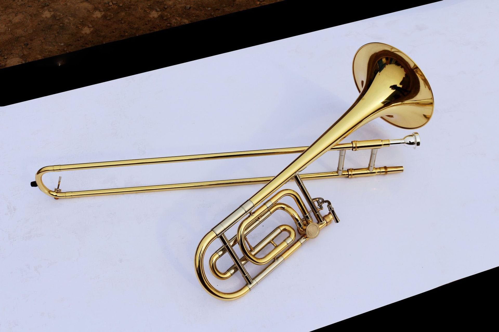 Klassische Bb F Gb D Aufrechte Posaune Gold Silber Mit Gigbag Profiposaune(Gold)