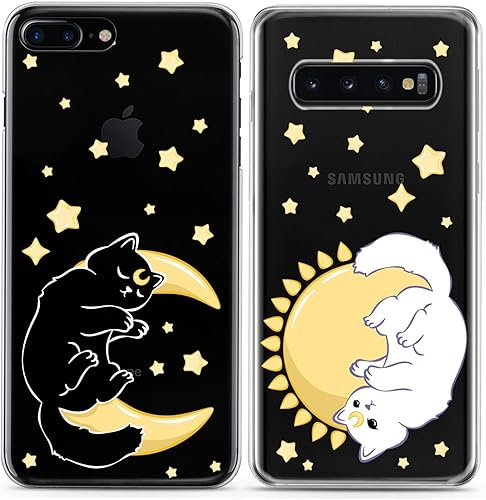 Miniatura 4 de Fundas a juego para parejas compatibles con iPhone 15 14 13 12 11 Pro Max Mini Xs 6s 8 Plus 7 Xr 10 SE 5 estrellas Celestial Sun Print Moon Luna