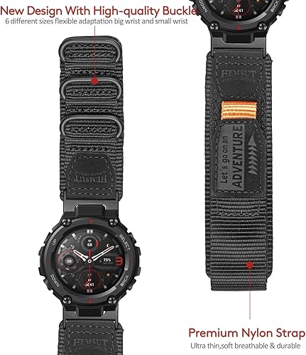 Miniatura 4 de torbollo Correas de reloj compatibles con Huami Amazfit T-RexT-Rex 2T-Rex ProT-Rex Ultra, correa deportiva de nailon resistente con diseño de bucle