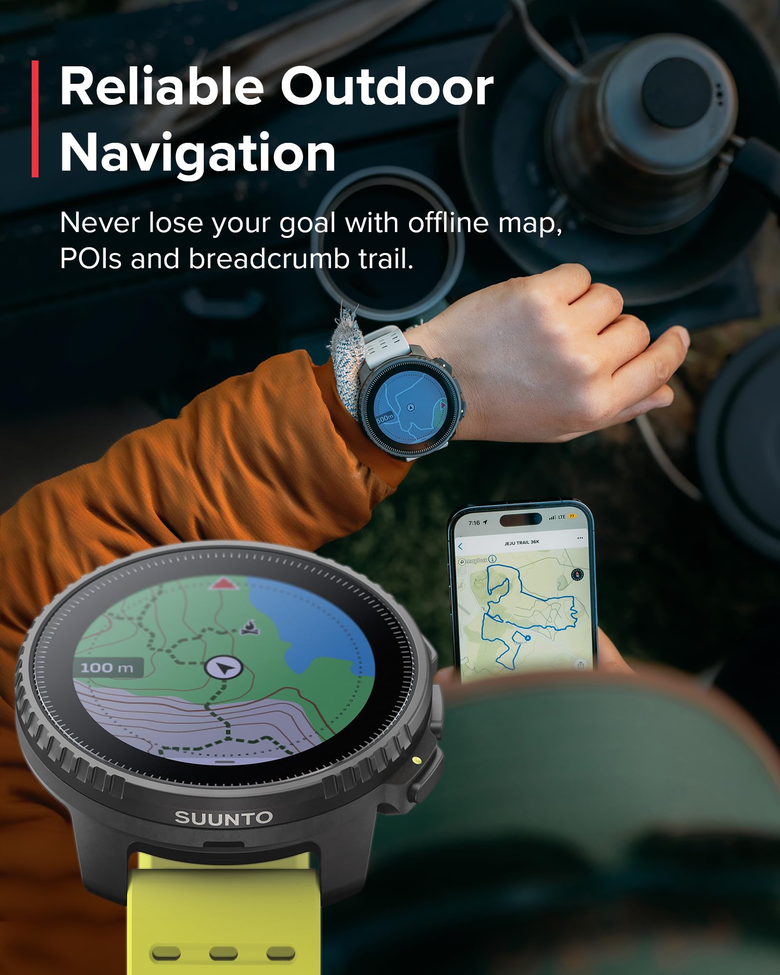 SUUNTO Pionowe: przygodowy zegarek GPS, duży ekran, mapy offline, ładowanie energią słoneczną