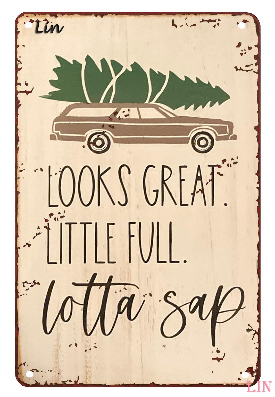 Yivxa Tin-881 Xmas Sign A Little Full Lotta Sap Clark National Lampoon’s Christmas Vacation,Funny Cute Tin Sign Chic Art Wall Metal Decorations Funny Iron Plaque Signs Gift For Living Room Office 8X12 Inch