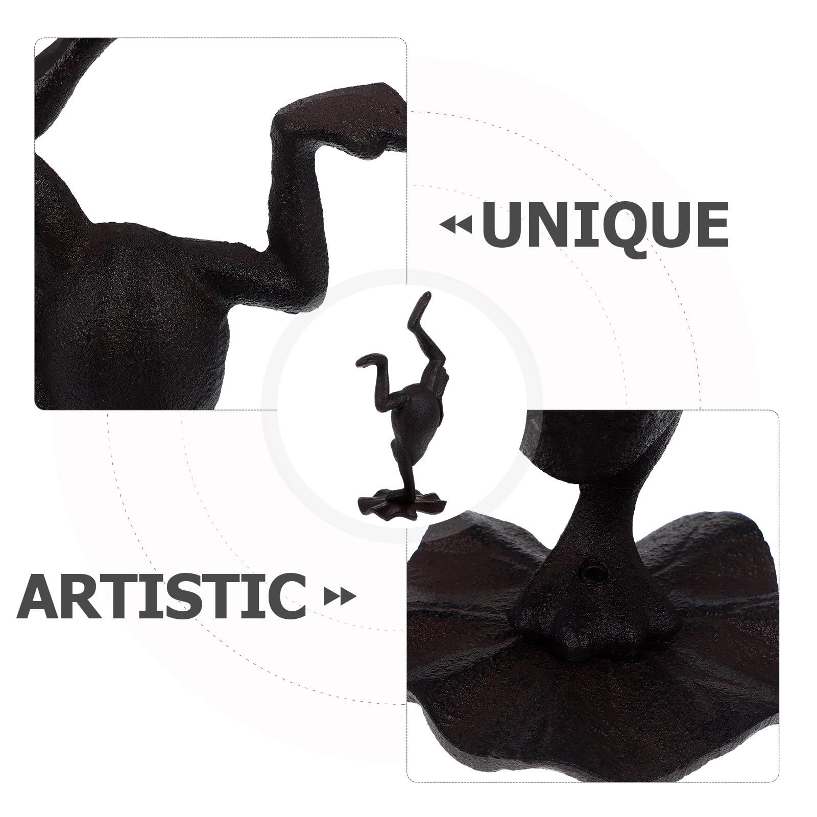 UKCOCO Retro Gusseisen Frosch Figur im Yoga Stil Einzigartige Umgedrehte Froschdeko für Garten und Zuhause Kunstvolles Vintage Miniatur Tierornament in Schwarz