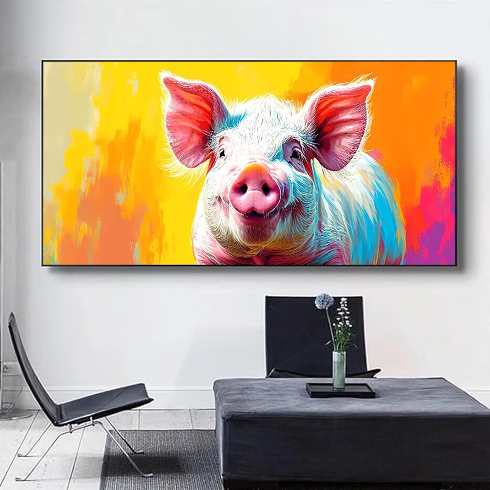 Malen nach Zahlen Kinder Tier Malen Nach Zahlen Erwachsene, Geschenke für Mädchen Junge Bastelset Set, Malen nach Zahlen Schwein | Malen nach Zahlen Ohne Rahmen, (60x120cm) Bastelset Erwachsene 8-Q