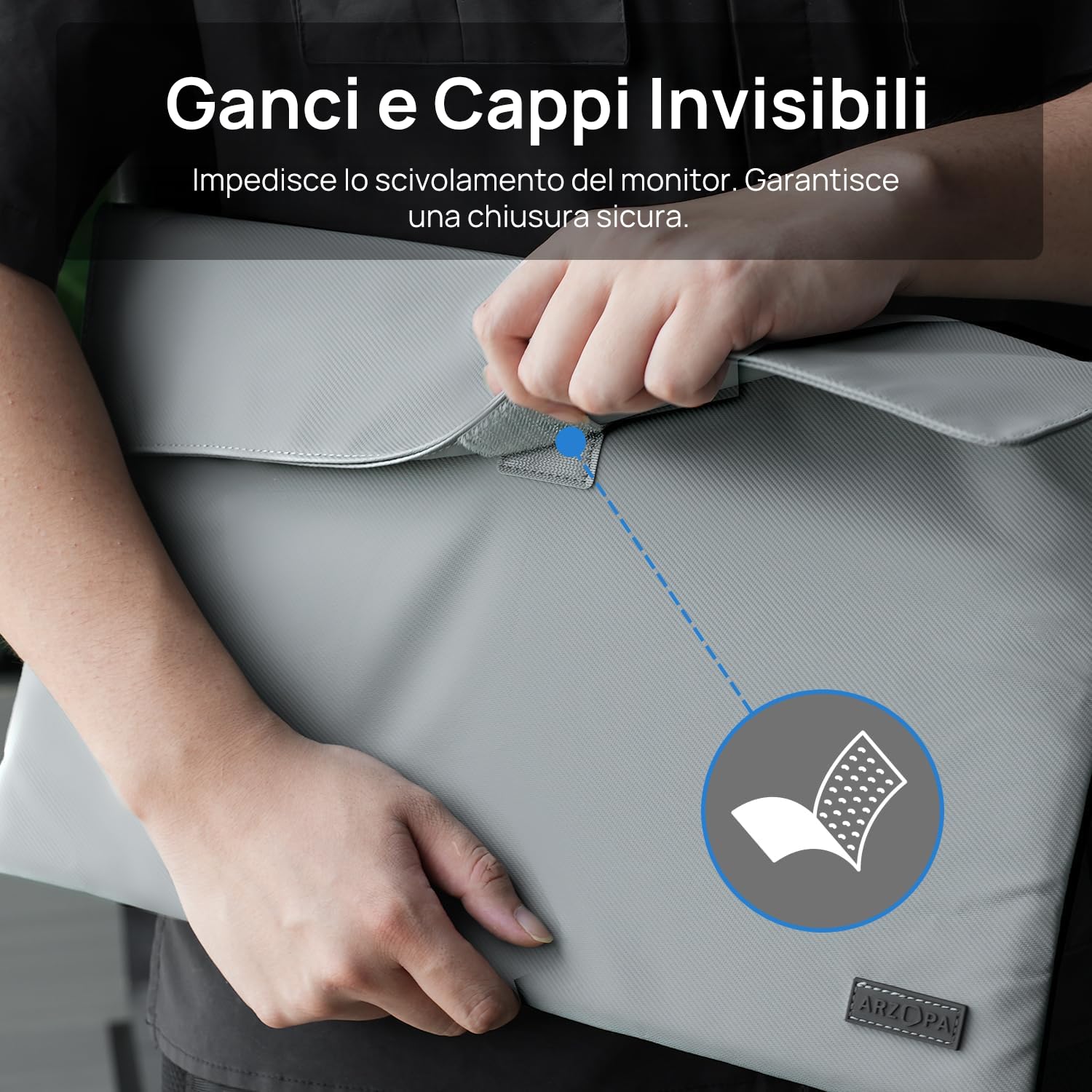 ARZOPA Custodie PC 16.1 Pollici Portatile, Borsa Porta Computer Impermeabile Uomo Donna, Laptop Tablet Monitor Custodia per MACBOOK, HP, Dell, Lenovo, Asus Notebook, 15,6/14/13, Pieghevole, Grigio