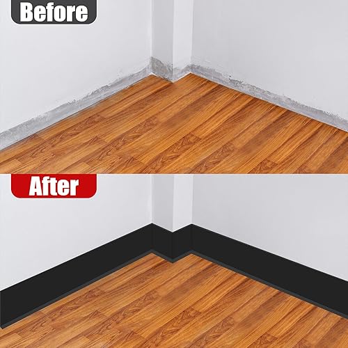 Miniatura 6 de Moldura para zócalo de pared de 4 pulgadas x 26 pies, moldura para despegar y pegar, base de vinilo autoadhesivo flexible para pared, piso, esquina