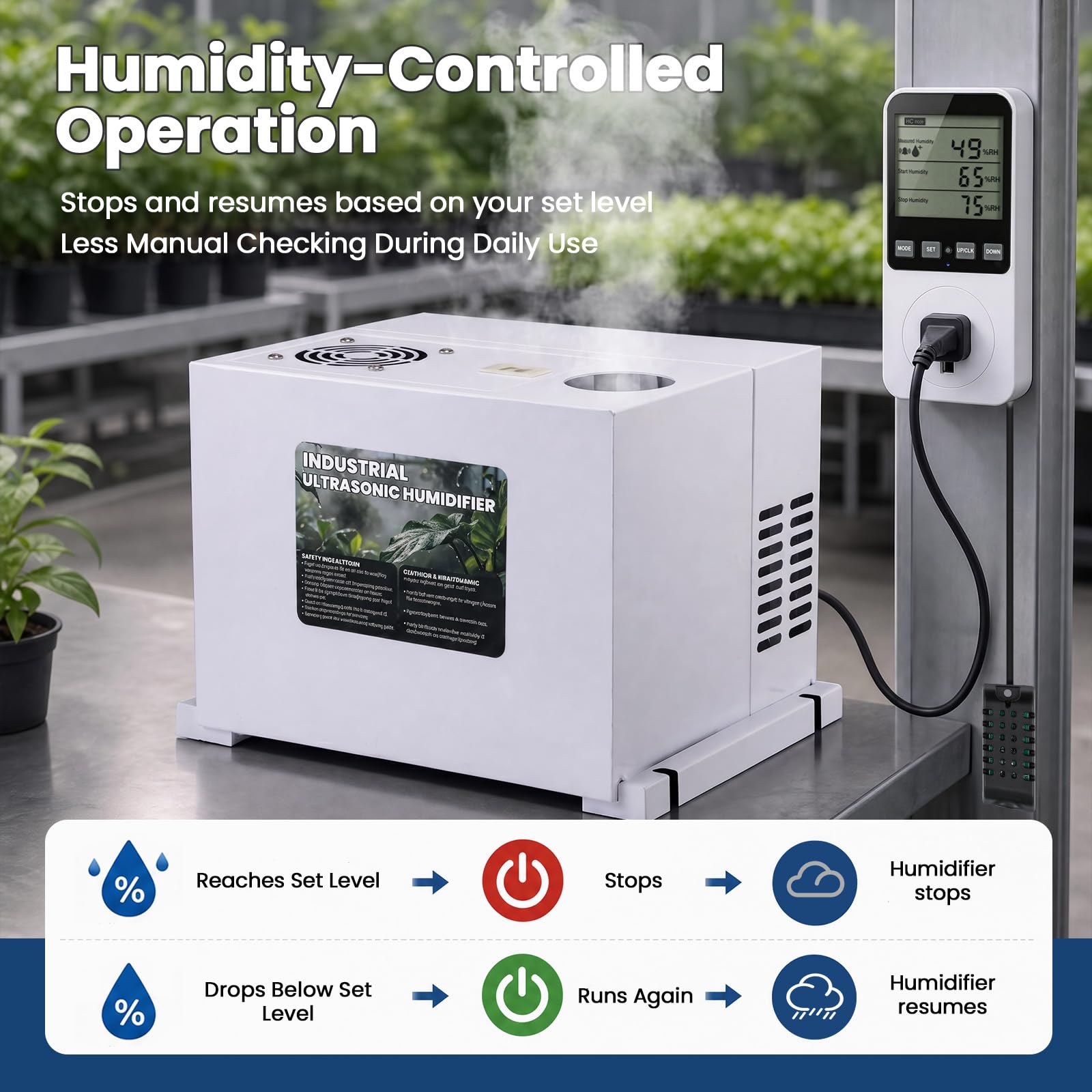 NEWTRY Humidificador Industrial 10L/h, DIY Integrado con Llenado Automático