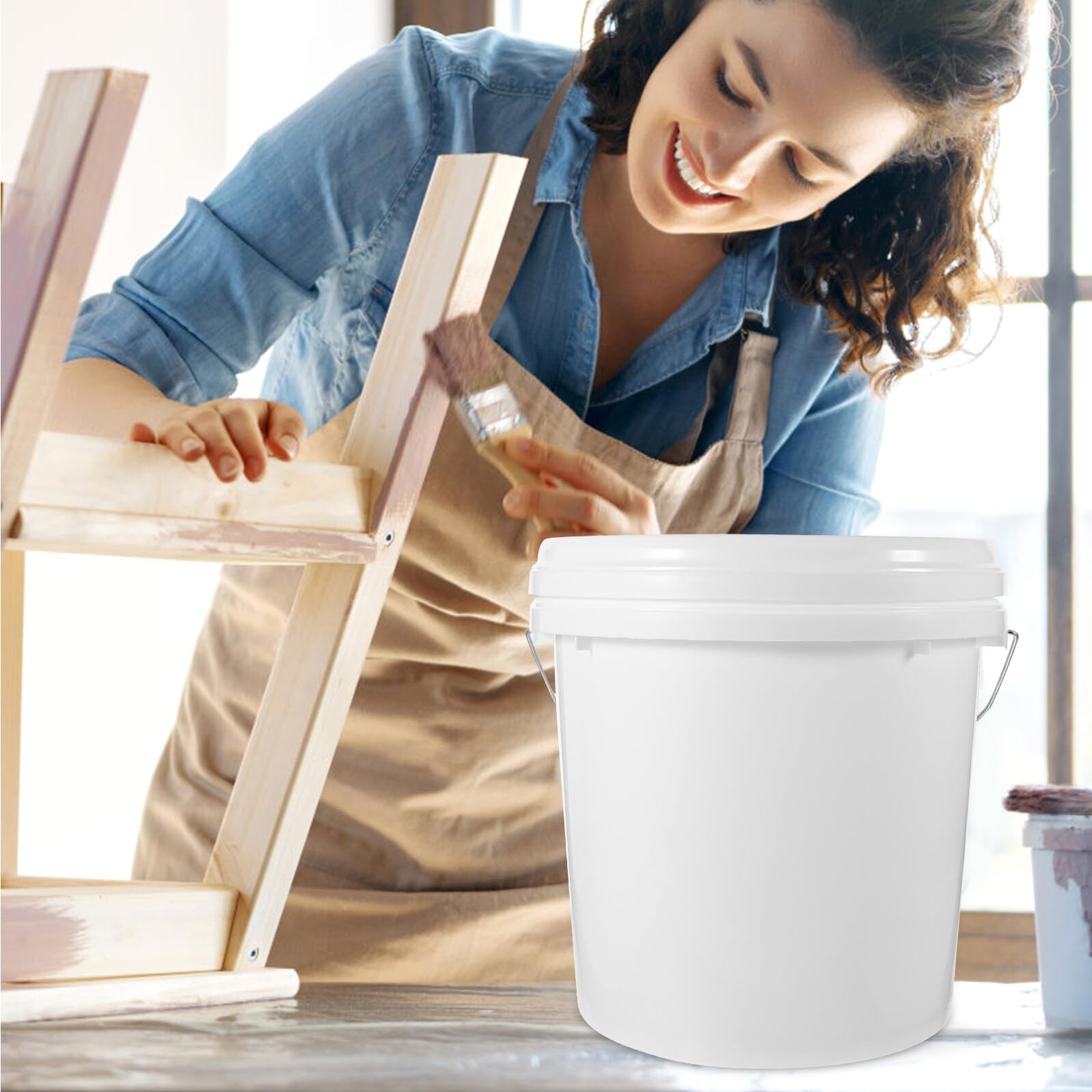 Yardenfun Cubo de Pintura Multiusos con Tapa Hermética Asa Resistente y Diseño Ligero para Almacenamiento Seguro y Transporte Fácil