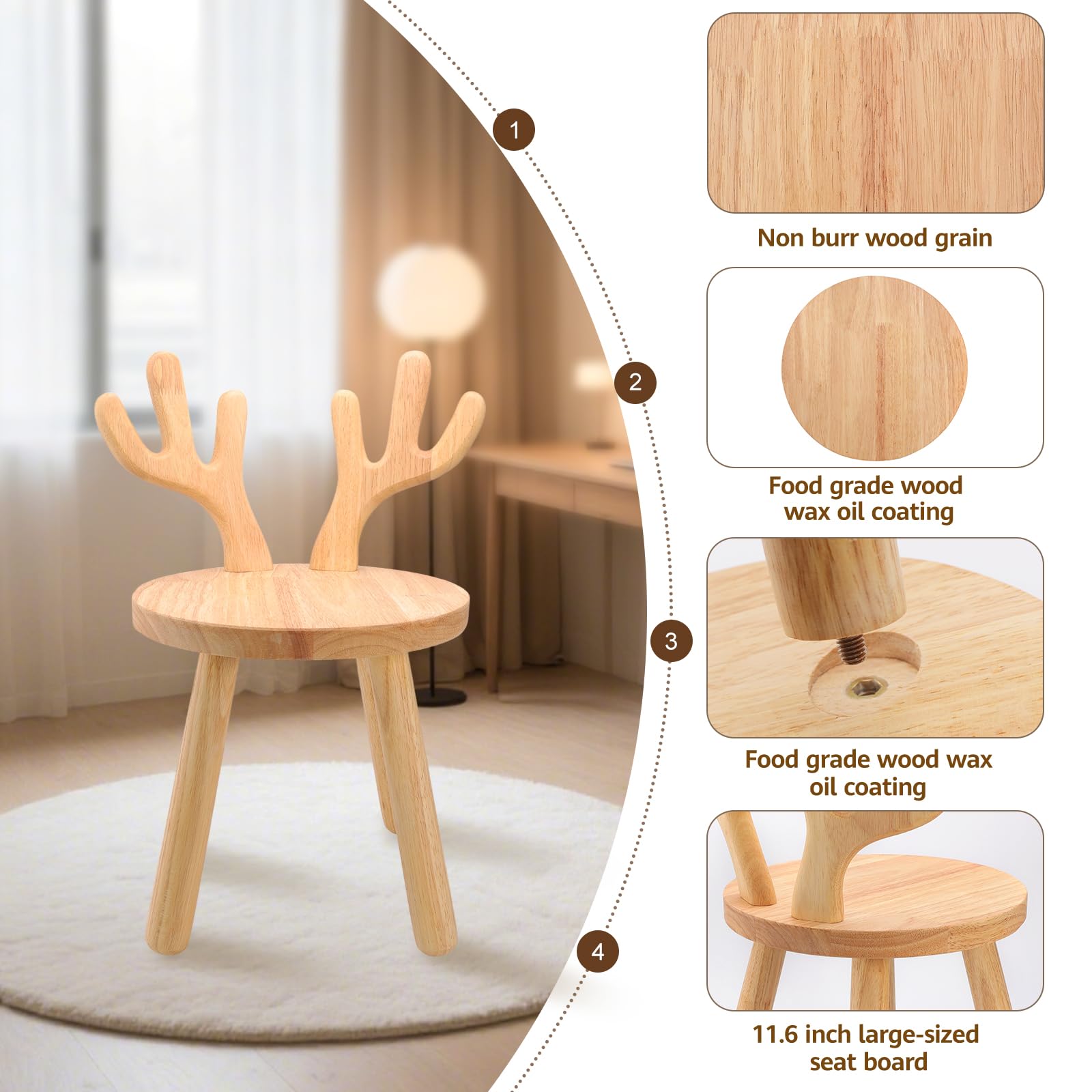 Silla infantil de madera para niños, taburete sensorial portátil antideslizante para plantas, 1 unidad, tamaño: 18 pulgadas, para fiestas infantiles, sala de juegos, hogar, escuela,