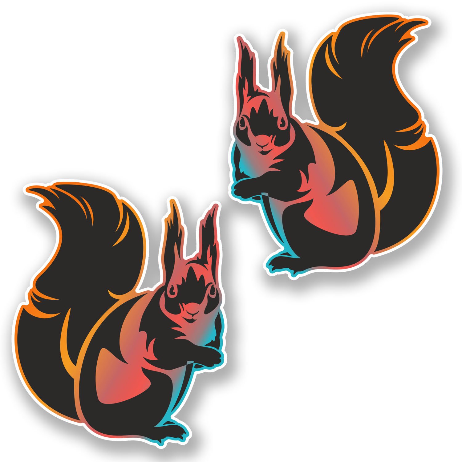 Destinationvinyl Multi 2 X 10Cm Squirrel Vinyl Sticker Car Motorbike Surf Skate Laptop Funny #6457 (8Cm Wide X 10Cm Tall)