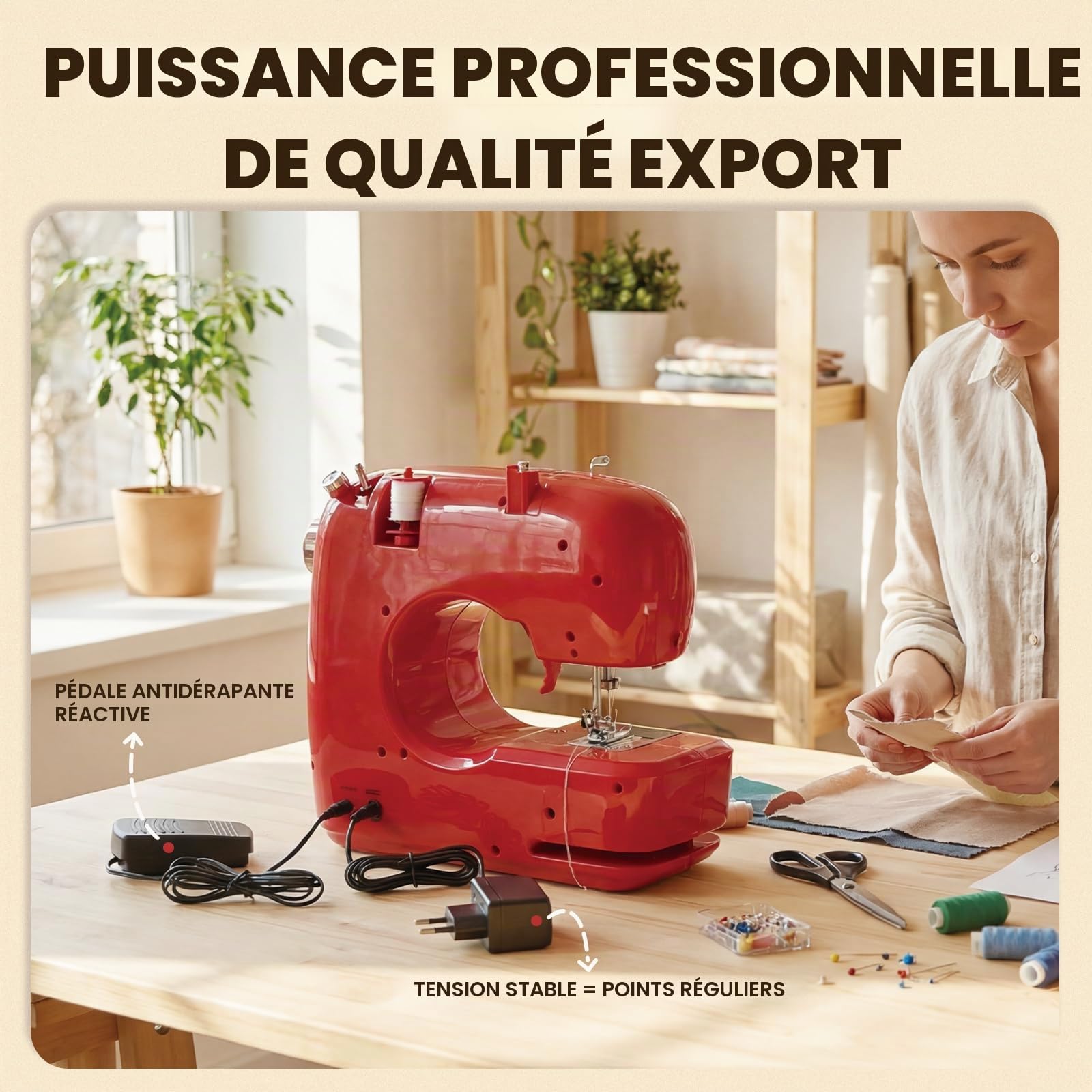 520Plus Machine à Coudre électrique pour Débutants avec 16 Points, Double Aiguille, Couture en Marche Arrière, Pédale, Portable Couture pour Bricolage à Domicile et Réparation de Tissus