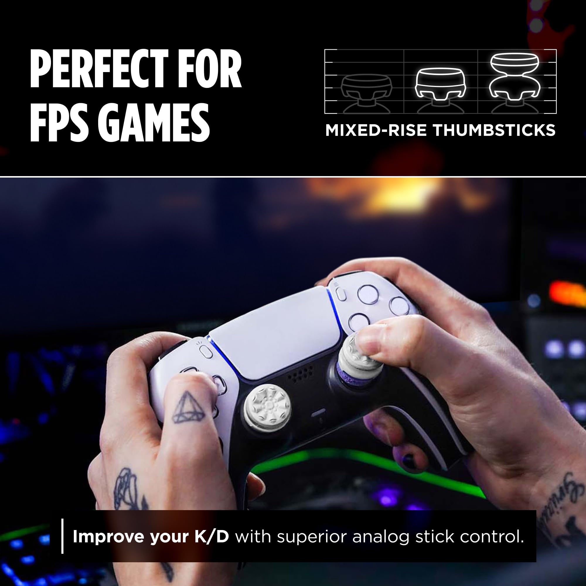 KontrolFreek FPS Freek Galaxy Bianco per PlayStation 4 (PS4) e PlayStation 5 (PS5) | Levette Performance | 1 alta, 1 media | Bianco