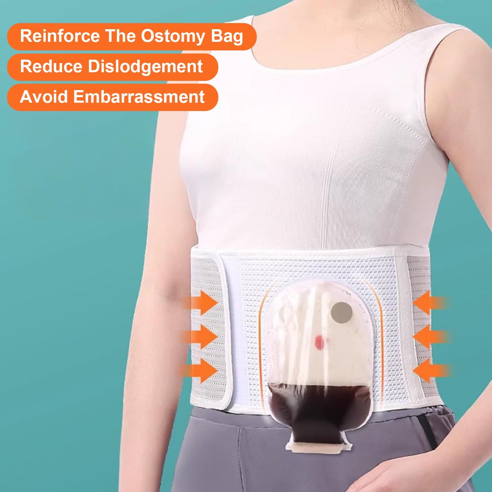 Stoma Gürtel, Stomagürtel für Männer und Frauen, Ostomie Gürtel mit Individuell Anpassbarer Öffnung (6–9 Cm), Zur Vorbeugung von Stomahernien(Medium)