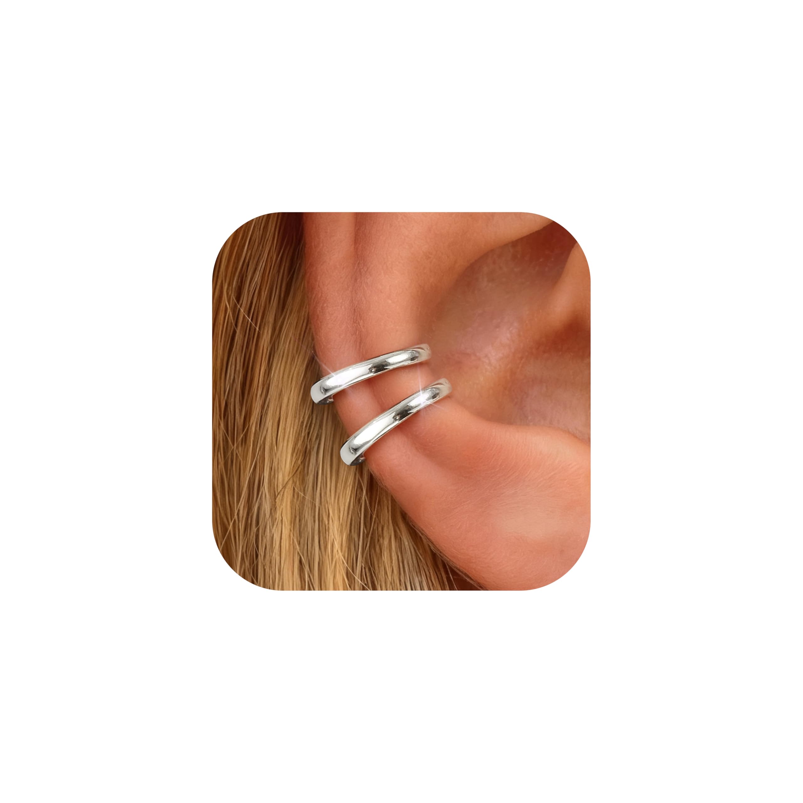 Morfetto Ear Cuff Pendientes Oreja Sin Agujero - Ajustable Earcuffs Mujer Pendientes Clip Sin Agujero,HipoalergéNicos Ear Cuff Plata/Dorado Piercing Oreja Helix Falsos Earcuff Con Caja De Regalo