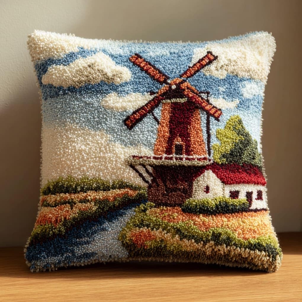 kitphoenix Latch Hook Embroidery Kits Windmill Fields 43Cmx43Cm