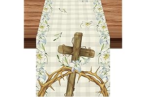 He is Risen Easter Table Runner - Linen Christian Farmhouse Easter Decorations