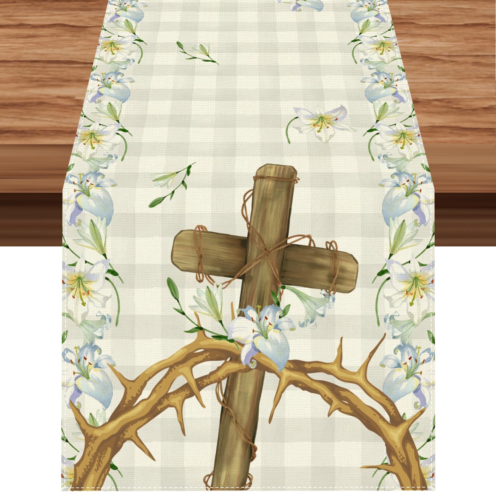 Runner da tavola a punto croce per Pasqua/Primavera con cerchi di fiori - Runner da tavolo in lino fatto a mano. Vintage Made in Denmark - ricamo anni '60 - Italia