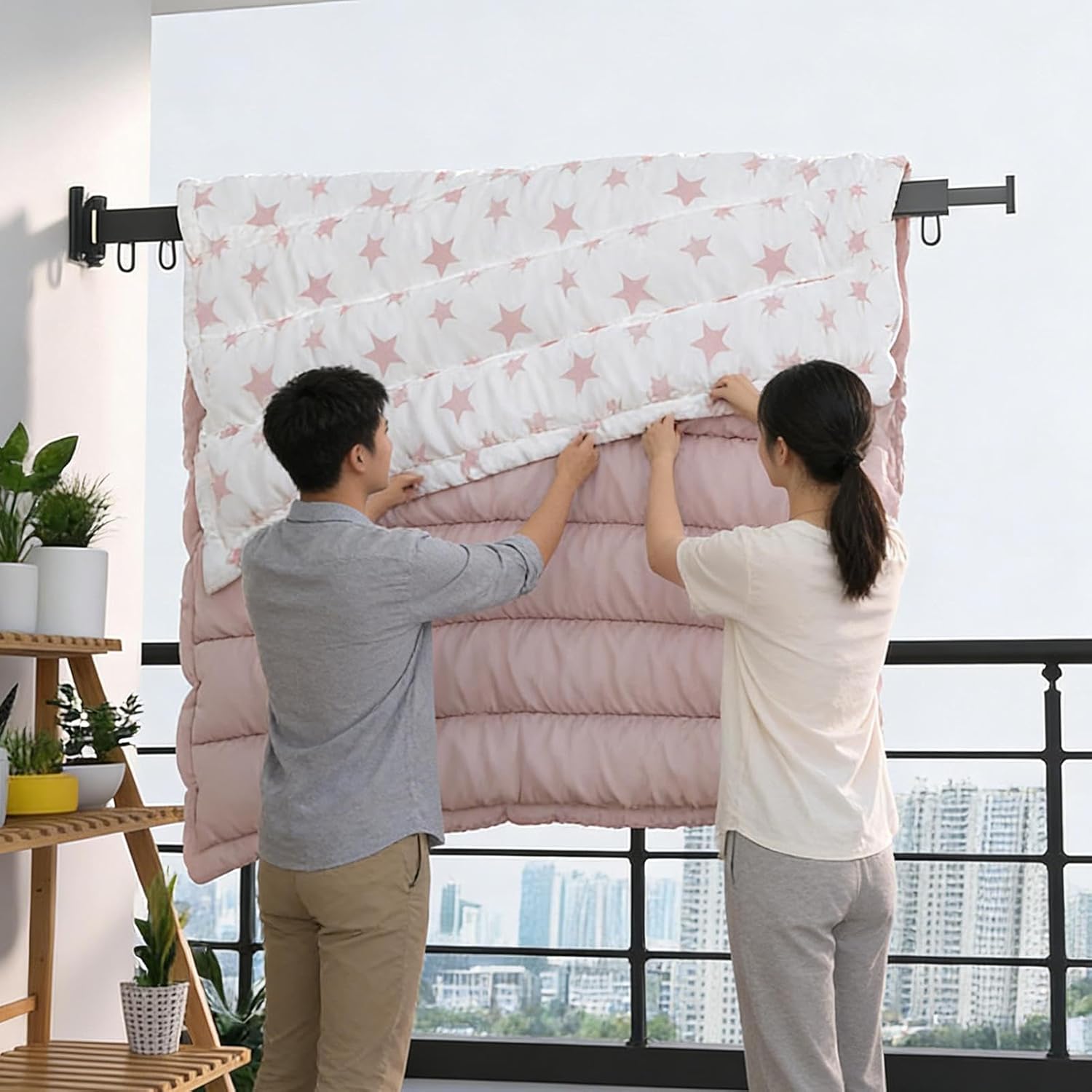 Wall Mounted Clothes Drying Rack - Retractable Foldable Laundry Hanger, Space Saving Garment Organizer, Compact Laundry Storage System | Bathroom Balcony Indoor Dorm for Bathroom Balcony Indoor Dorm