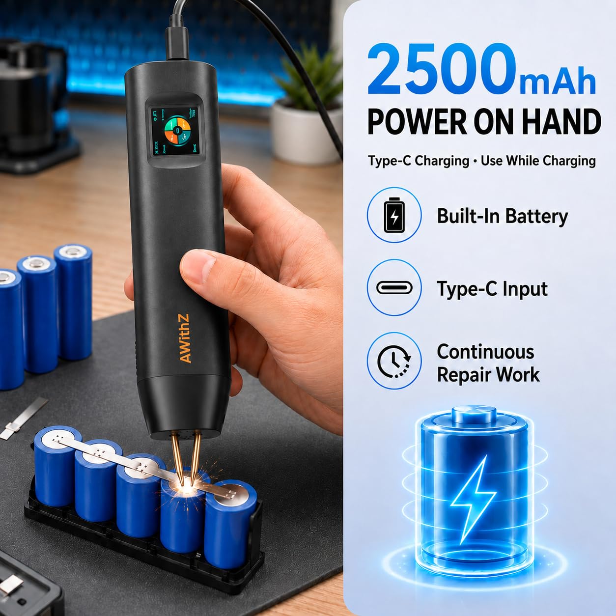 AWithZ BatBattery Spot Welder - 3700W Portable -4