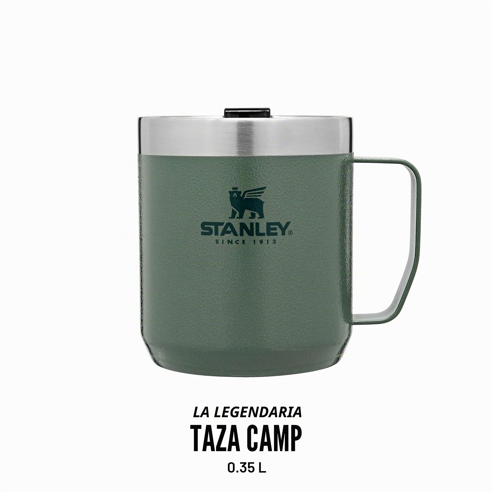STANLEY 1913 Classic Legendary Camp Mug Termo Café 0.35L - Green | 1.5 Horas Caliente - 3 Horas Frío - Vaso Cafe para Llevar - Apta Para Lavavajillas - Vaso Termico de Acero Inoxidable