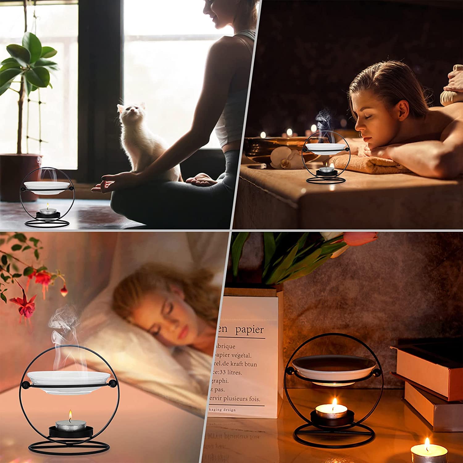 AAPIE Romantico scaldacera in Ceramica Diffusore di Illuminazione Bruciatore di Cera Che Cambia Scaldacandele per Home Office Regali Decorazione Camera da Letto Spa