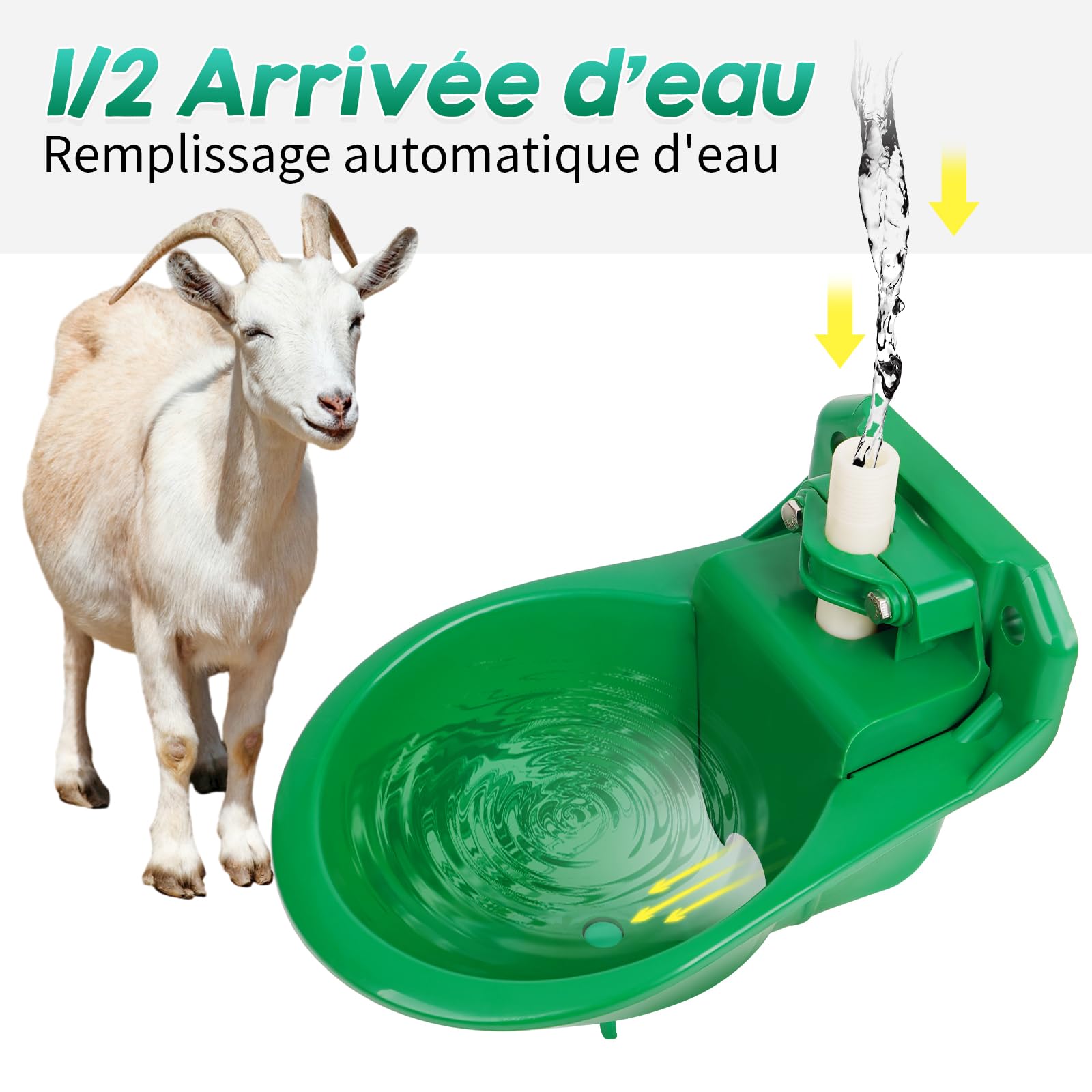 Abreuvoir Automatique Pour Moutons, Abreuvoir Pour BéTail Avec Trou de Drainage, Abreuvoir Automatique Pour Moutons, ChèVres, Chevaux, Abreuvoir Automatique Pour Bétail (2pcs)