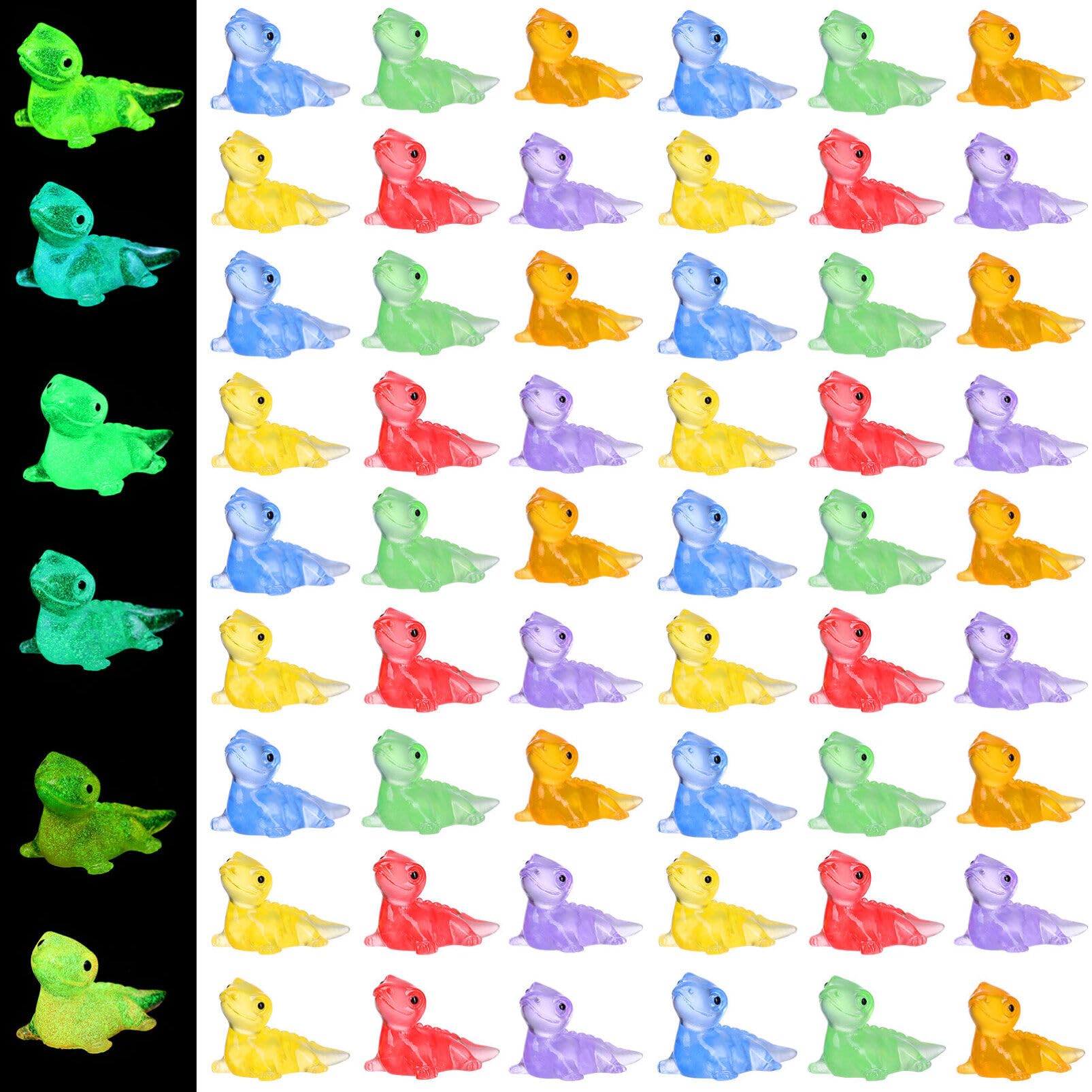 TOYANDONA 60Pcs Mini Resin Lizard Miniature Lizard Figurines Glow in the Dark Mini Lizard Figurine Mini Resin Animals for Fairy Garden Micro Landscape Decor Cake Topper