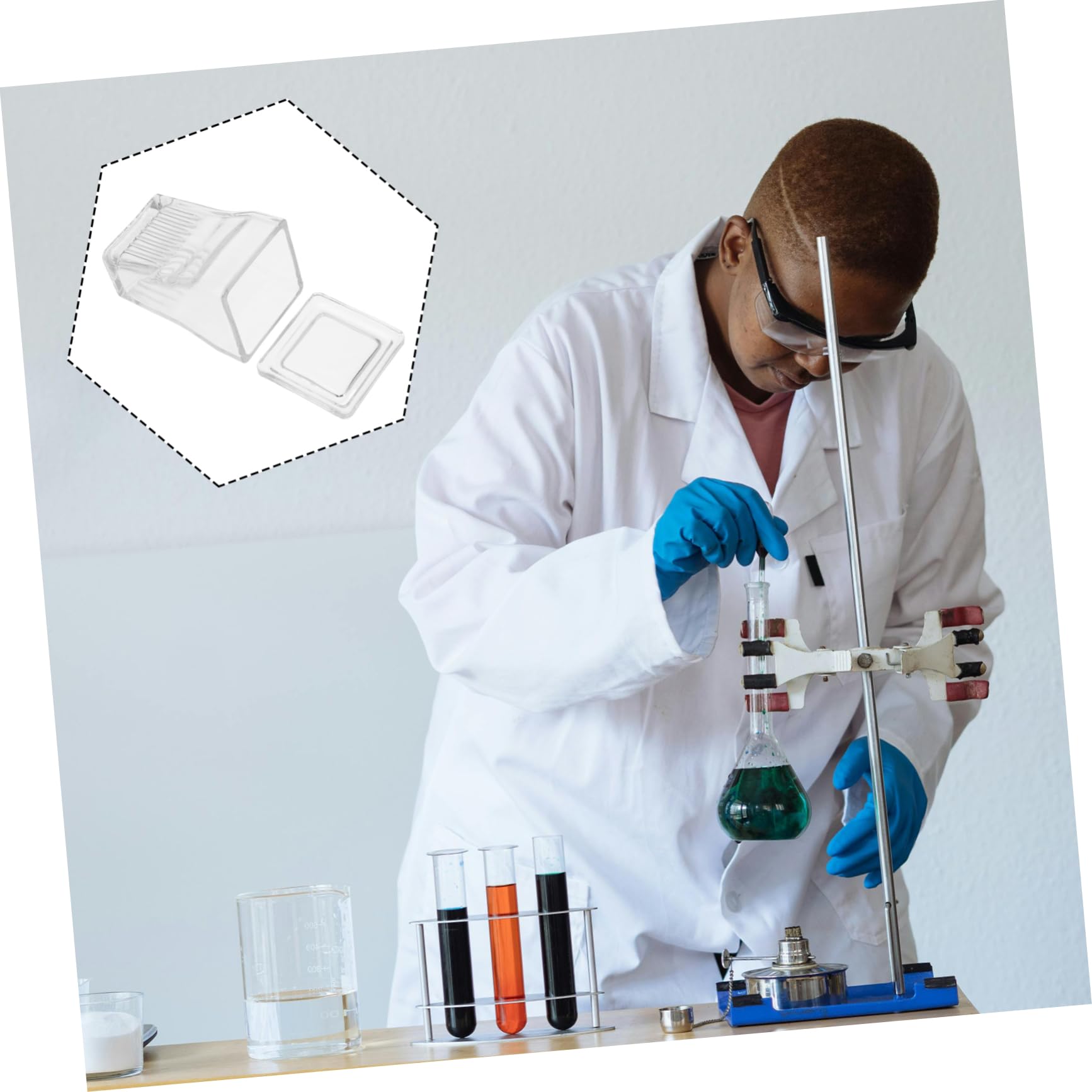 Hochtransparentes mit 9 Objektträgerhalterungen Coplin Färbeglas aus Glas und Integriertem Halter und Färbeexperimente für Labor Mikroskopie im Labor