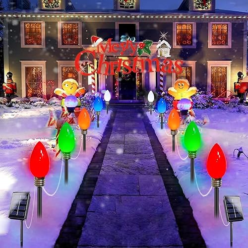 Miniatura 6 de Paquete de 10 luces solares de Navidad C9 jumbo, bombillas grandes, impermeables, decoraciones de Navidad al aire libre, luces alimentadas por