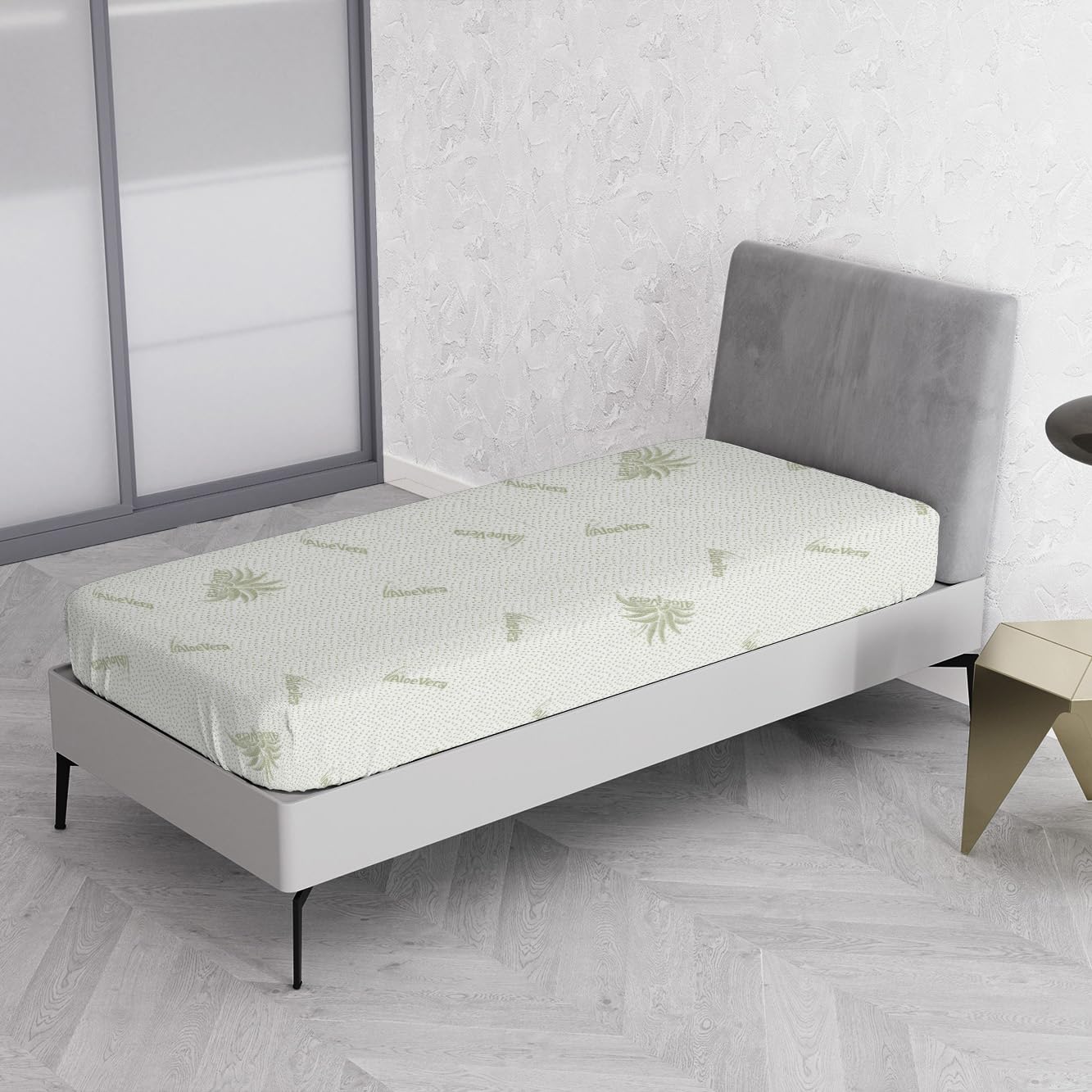 Immagine del prodotto: Coprimaterasso Singolo 90x200cm Aloe, Copri Materasso Letto con Trattamento Estratto Dalle Foglie Di Aloe Vera · Taglia Singolo · Colore Aloe · Stile ALOE · Motivo Tinta unita