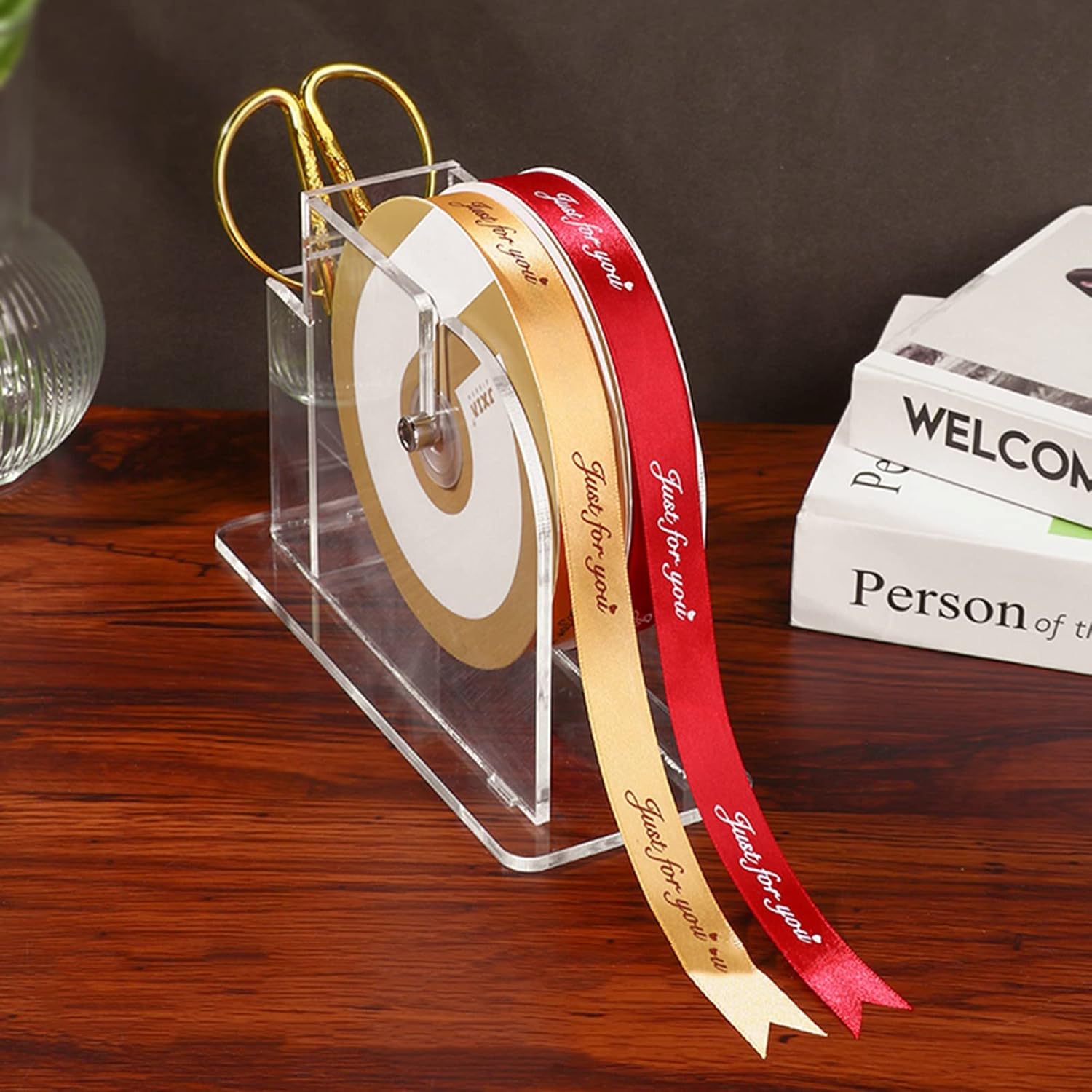 LSMKKA Small Ribbon Rack Clear, Craft Room Tabletop