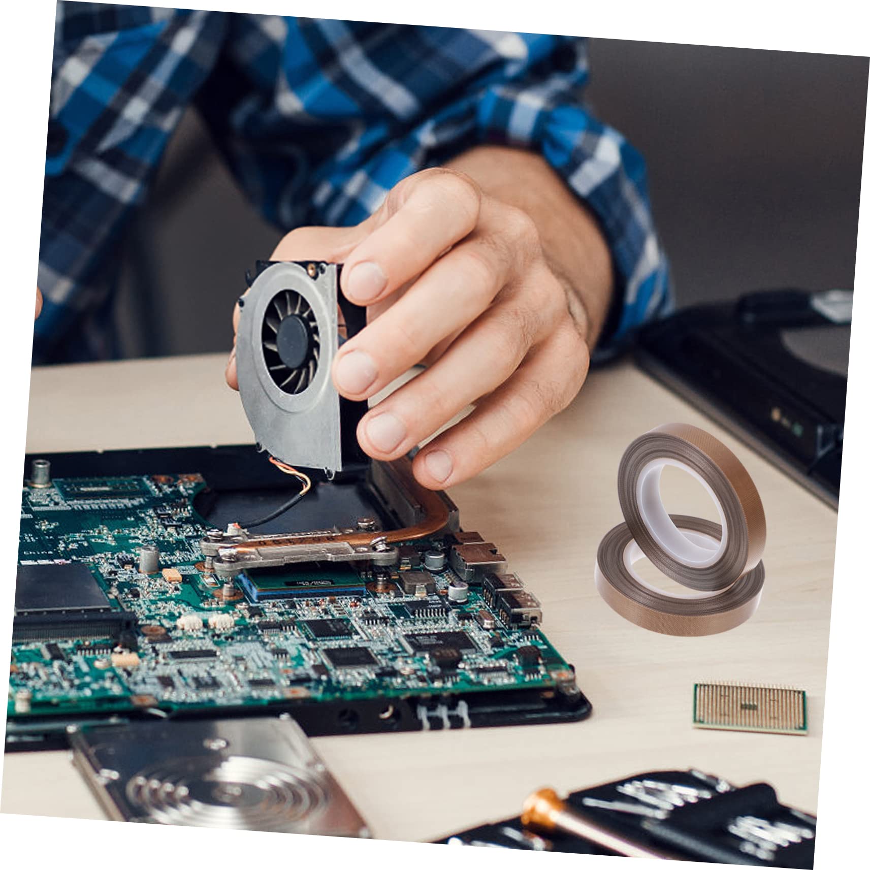 Garneck 3 Rolls High Temperature Electrical Tape Glassfiber Cloth Insulation Tape Residue for Packaging Automotive and DIY Projects