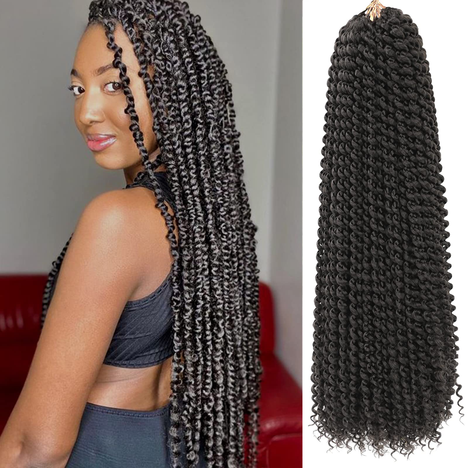 Photo 1 of Passion Twist Hair 24 Inch 8 Packs Passion Twist Crochet Hair For Women Passion Twists Braiding Hair Long Bohemian Spring Twist Hair Crochet Braids Synthetic Hair Extension (24 Inch, 2#)
