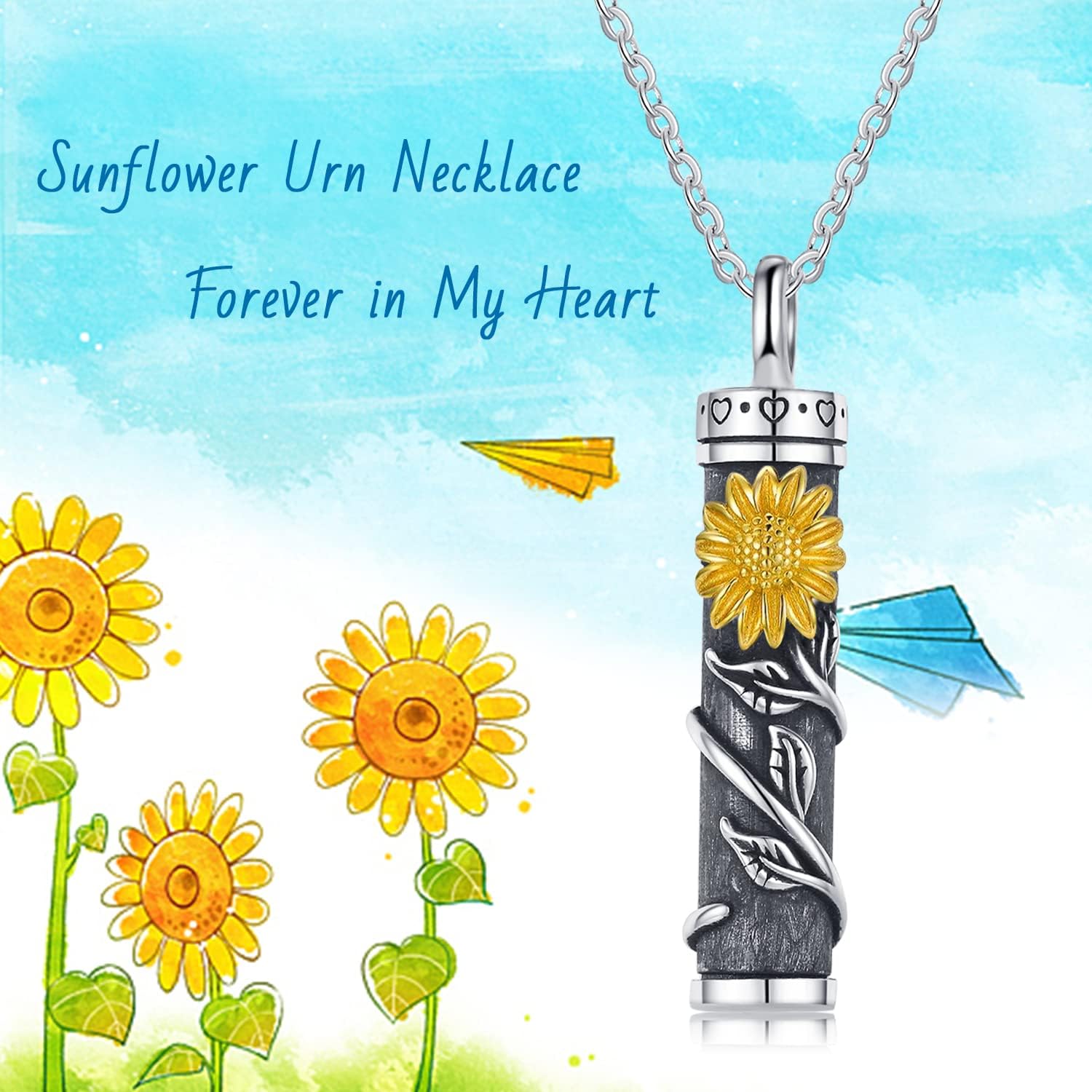 JUSTKIDSTOY Cremation Jewelry Sterling Silver Sunflower/Rose/Daisy Flower Urn Necklace for Ashes Memorial Keepsake Jewelry for Women - Image 7