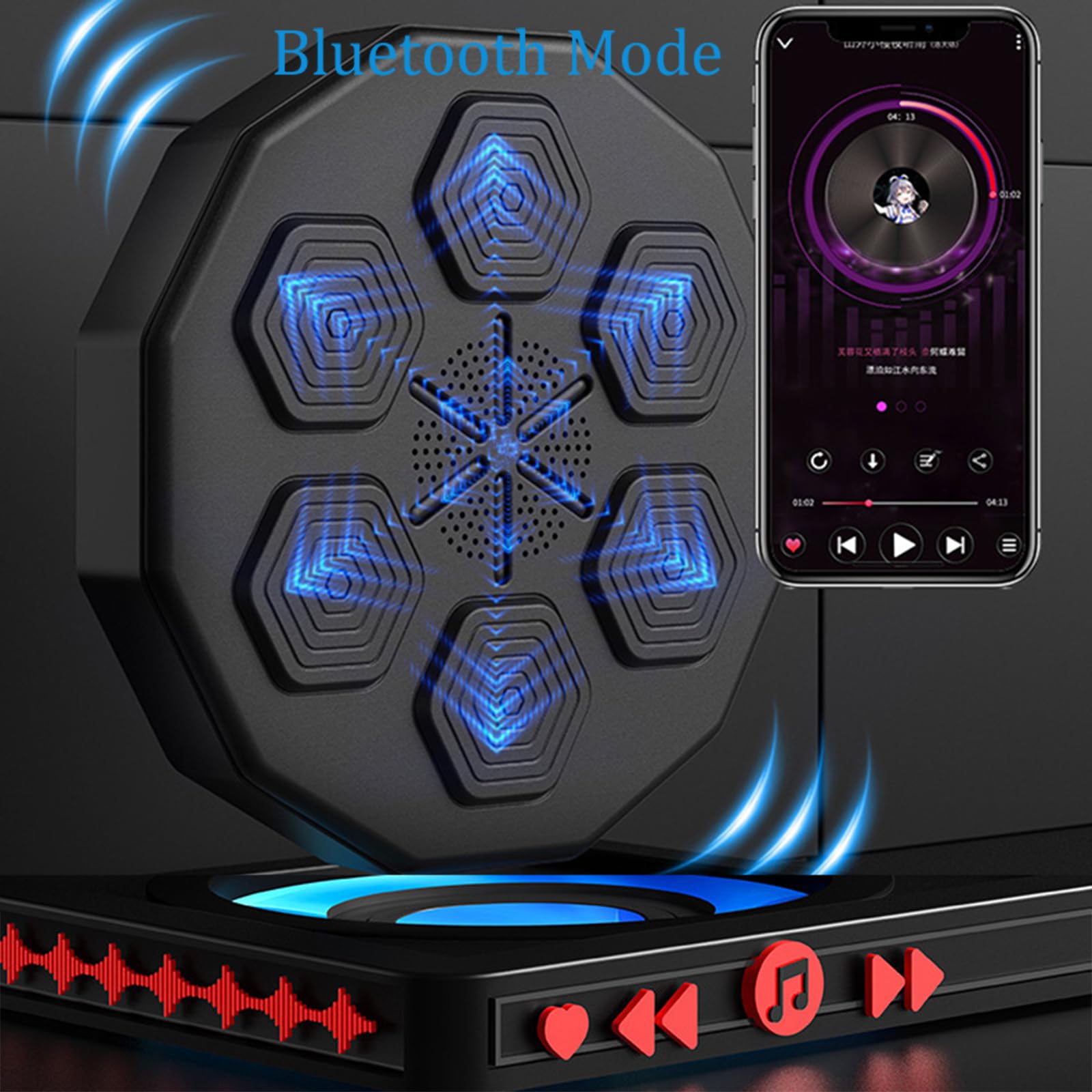 Music Boxing Machine, macchina da boxe per musica a LED, smart Bluetooth, con guantoni da boxe, per adulti e bambini, Exercise/Stress Release (guanti per adulti