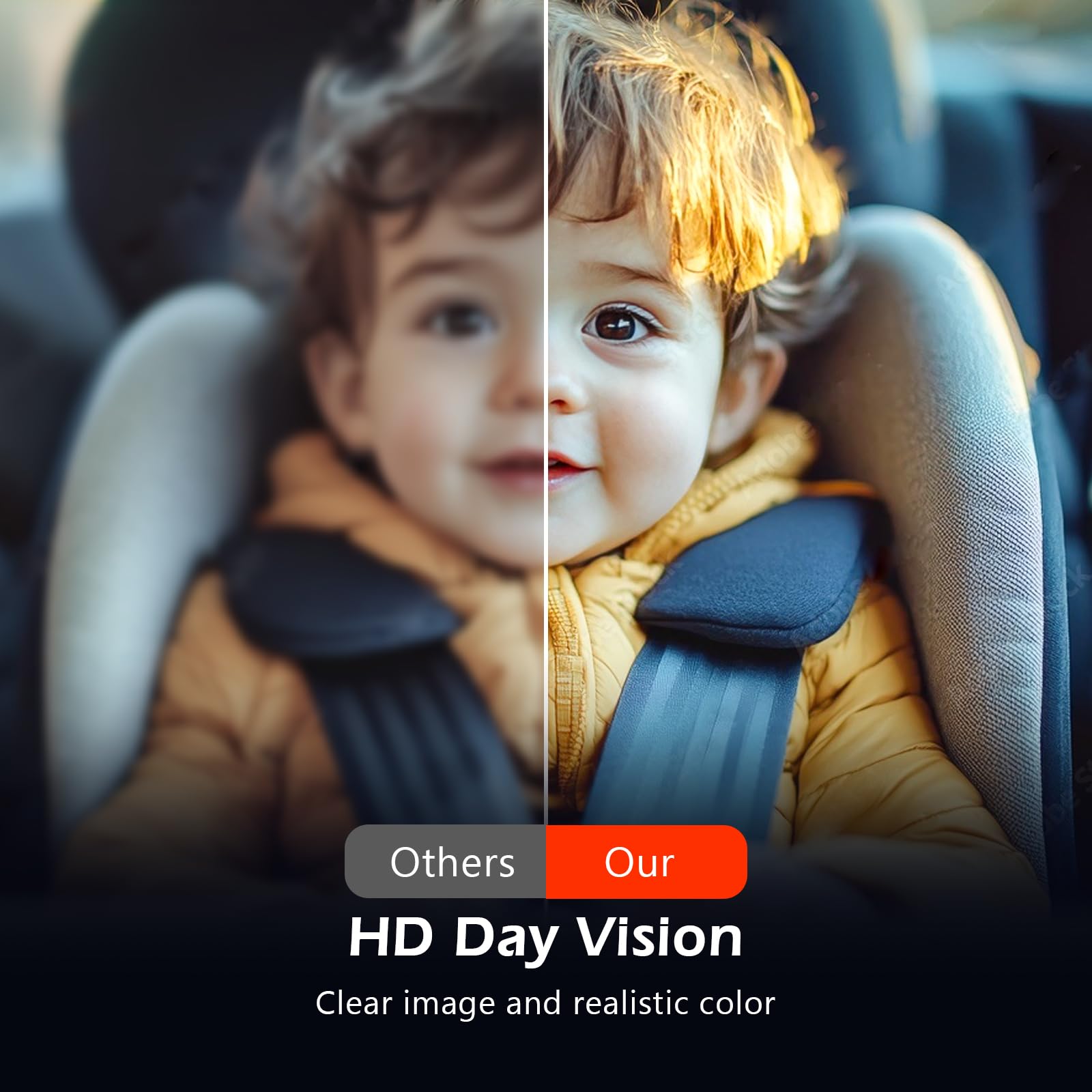 Caméra de Voiture pour bébé, 4,3" HD IR Vision Nocturne avec Vision Large de 178 °, écran IPS Moniteur arrière pour Les fants, Les Enfants, Les Tout-Petits et Les Nouveaux Parents