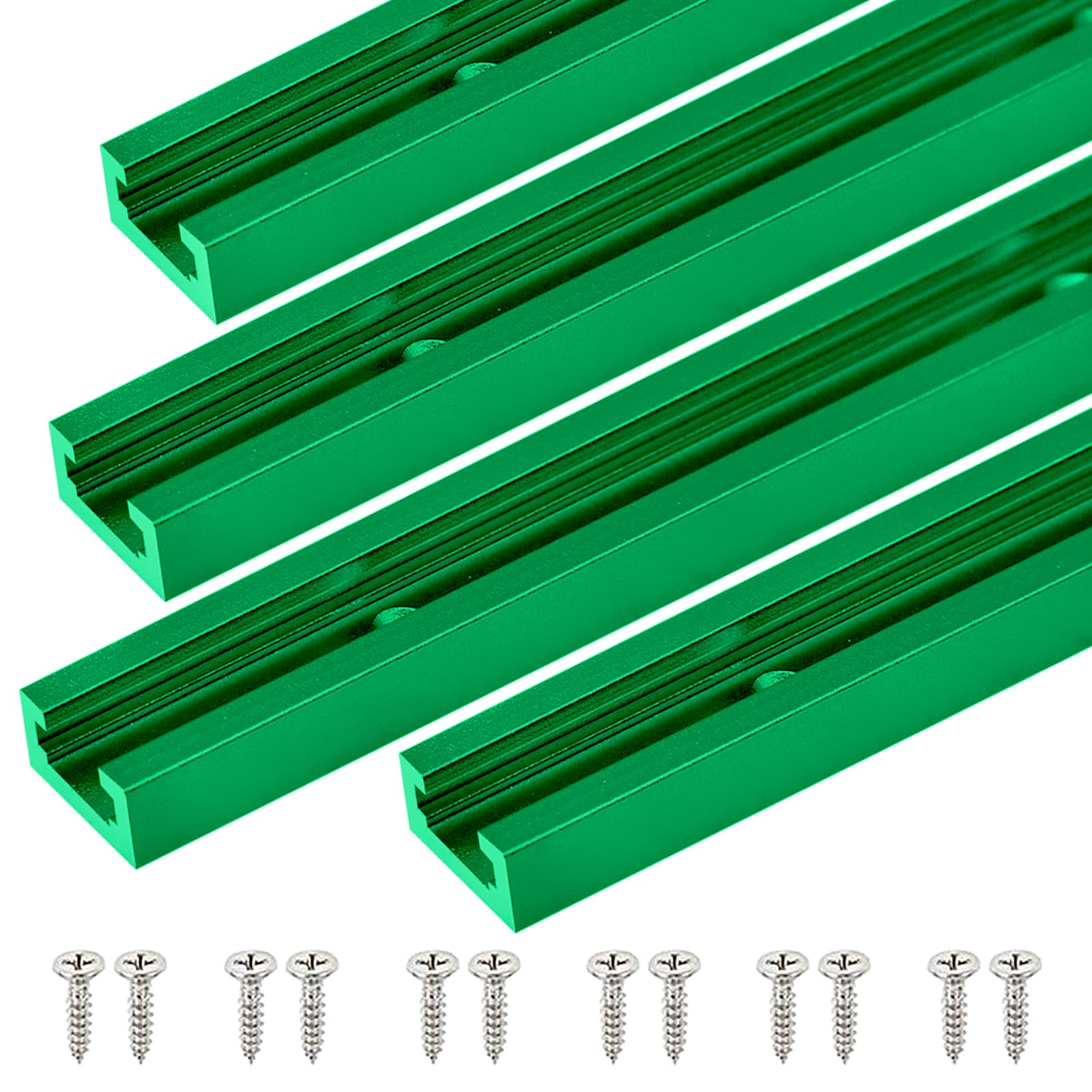 iMetrx 305mm T-Schiene T-Nut Gehrungsschiene Alu Doppelschnittprofil 4 Pcs Grün mit Schrauben für Holzbearbeitung Frästisch