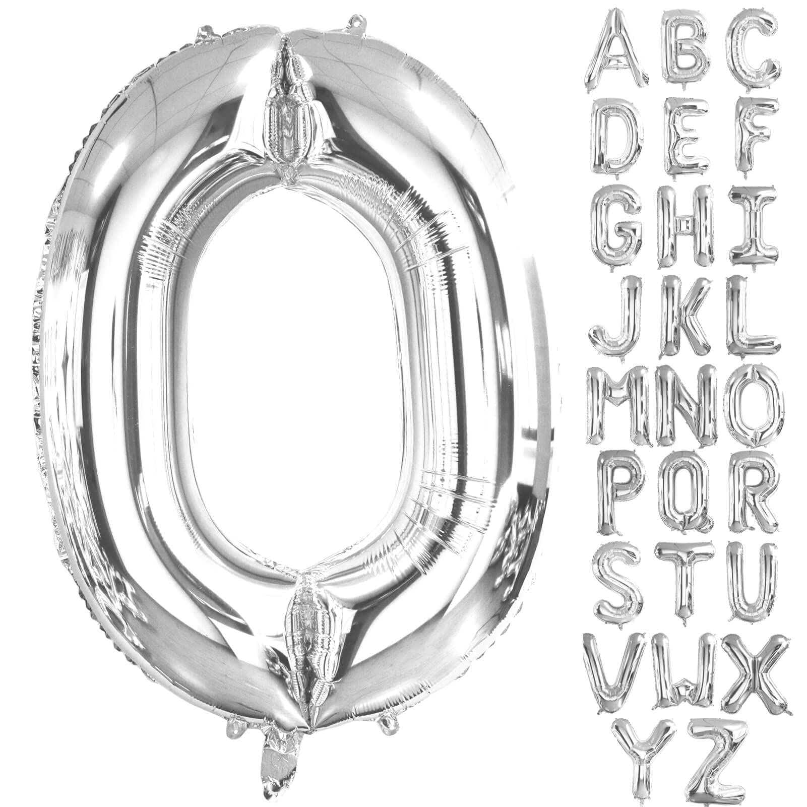 40 Inch Large Silver Letter O Balloons Big Size Jumbo Mylar Foil Helium Balloon for Birthday Party Celebration Decorations Alphabet Silver O