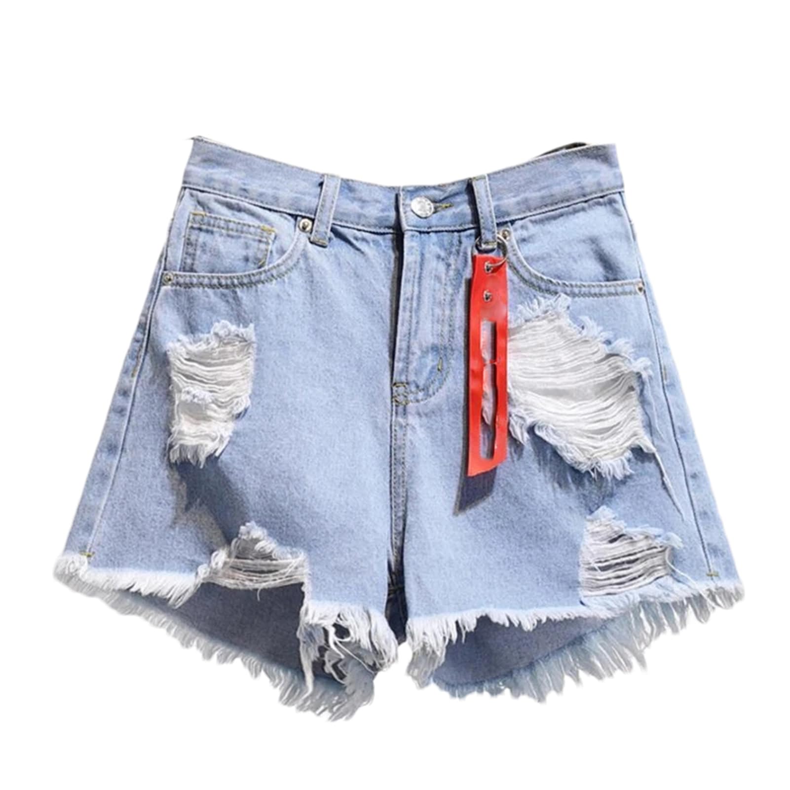 Ripped Denim Donne Pantaloncini Estivi Nappa Vita Alta Nero Distressed Jeans Coreano Solido Cotone Street Wear