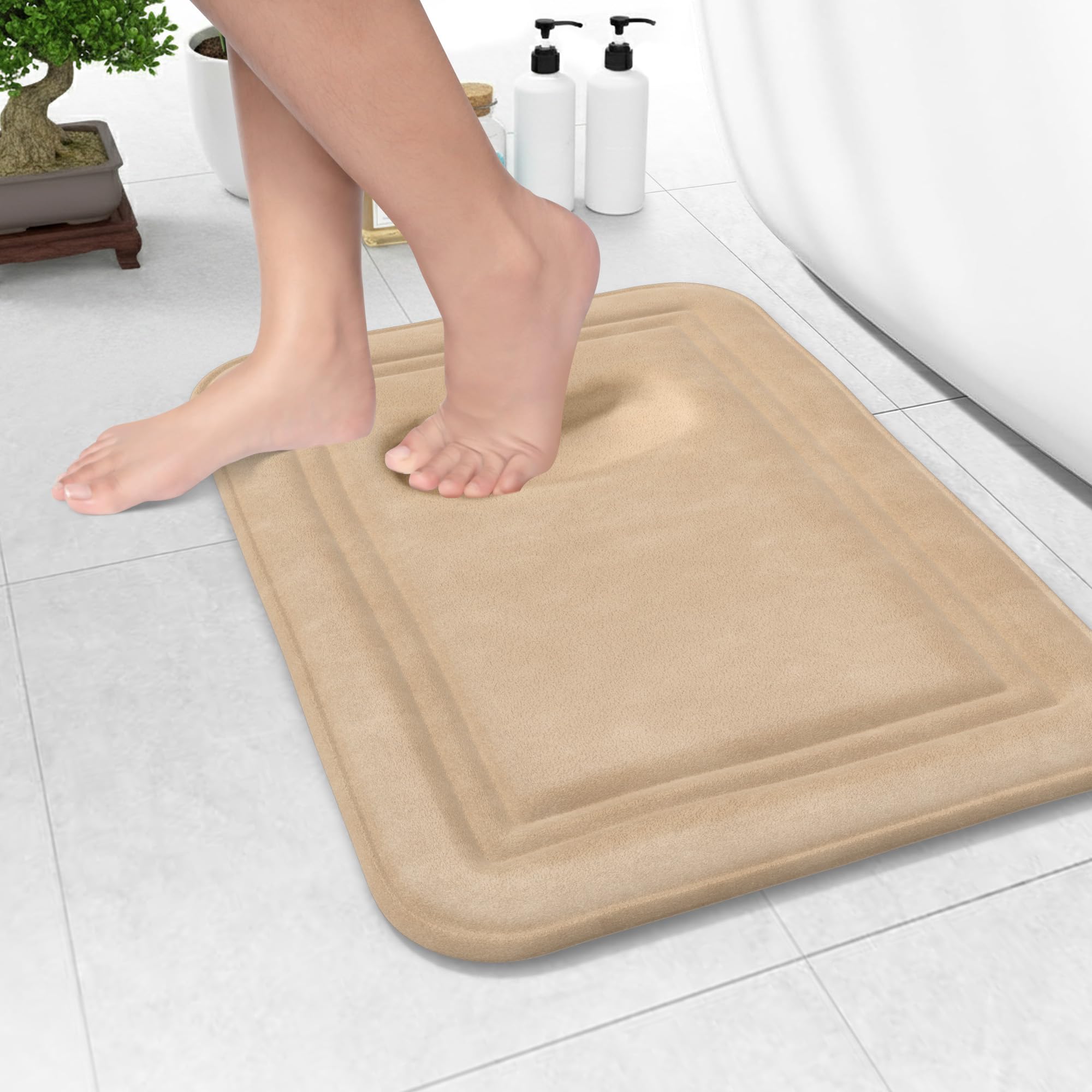 ITSOFT Memory Foam Bath Mat 24x16, Non Slip, Machine Washable, Quick Dry & Absorbent Rugs, Bath Mats for Bathroom Floor, Tub & Shower, Bathroom Rug,