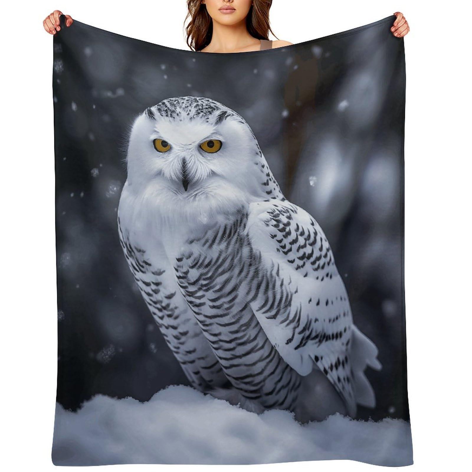 Flannel Fleece Throw Blanket - 60"x80" Super Soft Plush,Lightweight Wrinkle Resistant Cozy Arctic Owl Blanket for Couch Sofa Bed Travel Camping and Gift