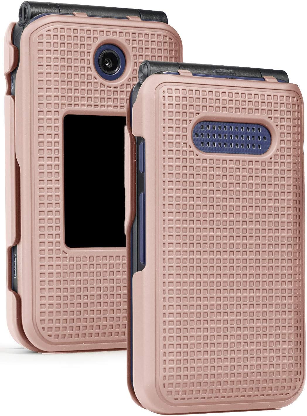 Case for Cingular Flip 4, Cricket Debut Case, Nakedcellphone [Rose Gold Pink] Protective Snap-On Cover [Grid Texture] for Cricket Debut Flip (U102AC), AT&T Cingular Flip IV Phone (U102AA)
