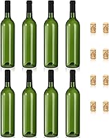 Vista 3 de DEAYOU Paquete de 8 botellas de vino burdeos de 25.4 fl oz, botellas de vidrio transparente con 8 corchos y 8 cápsulas retráctiles de PVC, botella