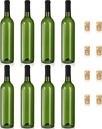 Miniatura 3 de DEAYOU Paquete de 8 botellas de vino burdeos de 25.4 fl oz, botellas de vidrio transparente con 8 corchos y 8 cápsulas retráctiles de PVC, botella