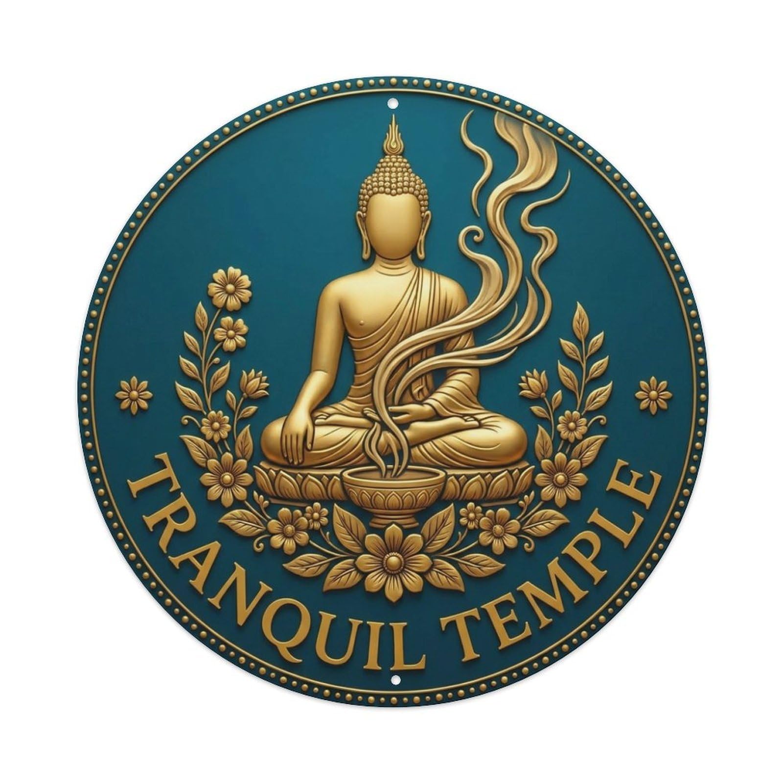 Vintage Tranquil Temple Flower Zen Yoga Metal Tin Sign