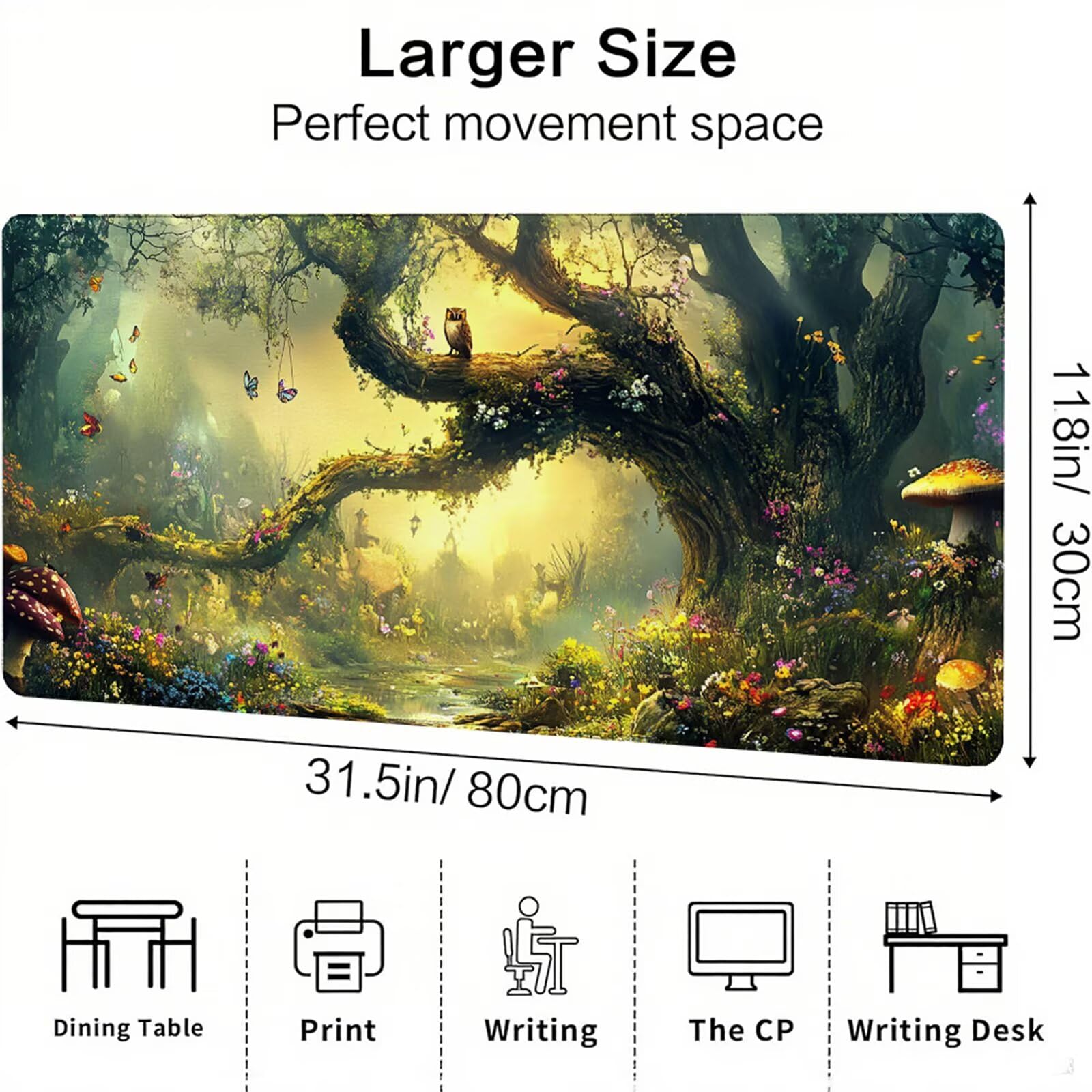 Zielona podkładka pod mysz XXL 1400 x 600 x 3 mm uchwyt pod biurko akcesoria antypoślizgowa gumowa podstawa i zszyte krawędzie podkładka pod mysz dla graczy do dekoracji biura dekoracyjnego, prezenty